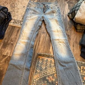 Angels Jeans Light Blue Distressed Flare Jeans